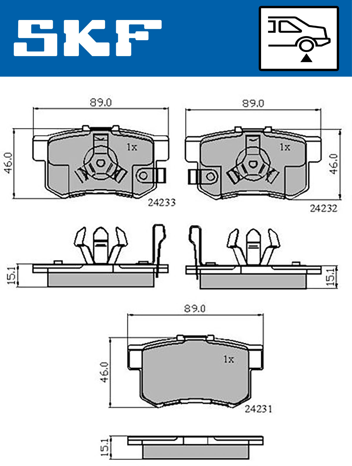 Set placute frana,frana disc VKBP 90397 A SKF